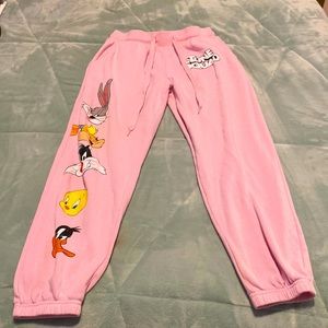 Space Jam Looney Tunes Pink Sweatpants ~ Size Small